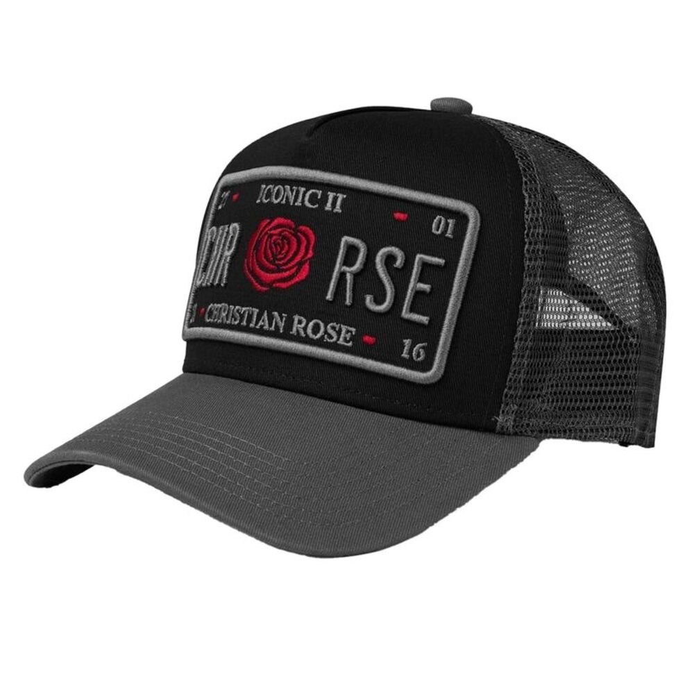 Christian Rose Iconic II Trucker Cap / Gray/Black/Red